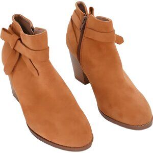 Women's Brown Tie-Accent Block-Heel Booties US 6 M